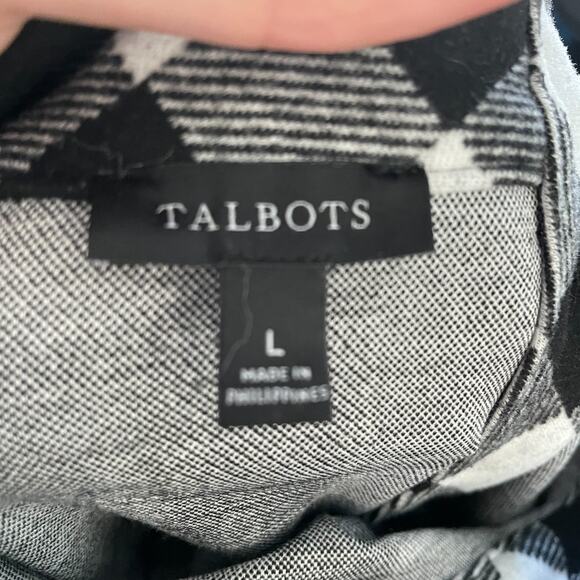 Talbots Dress Women L Black Gingham Plaid Sheath Midi Knit Mock Neck Long Sleeve - Picture 3 of 9